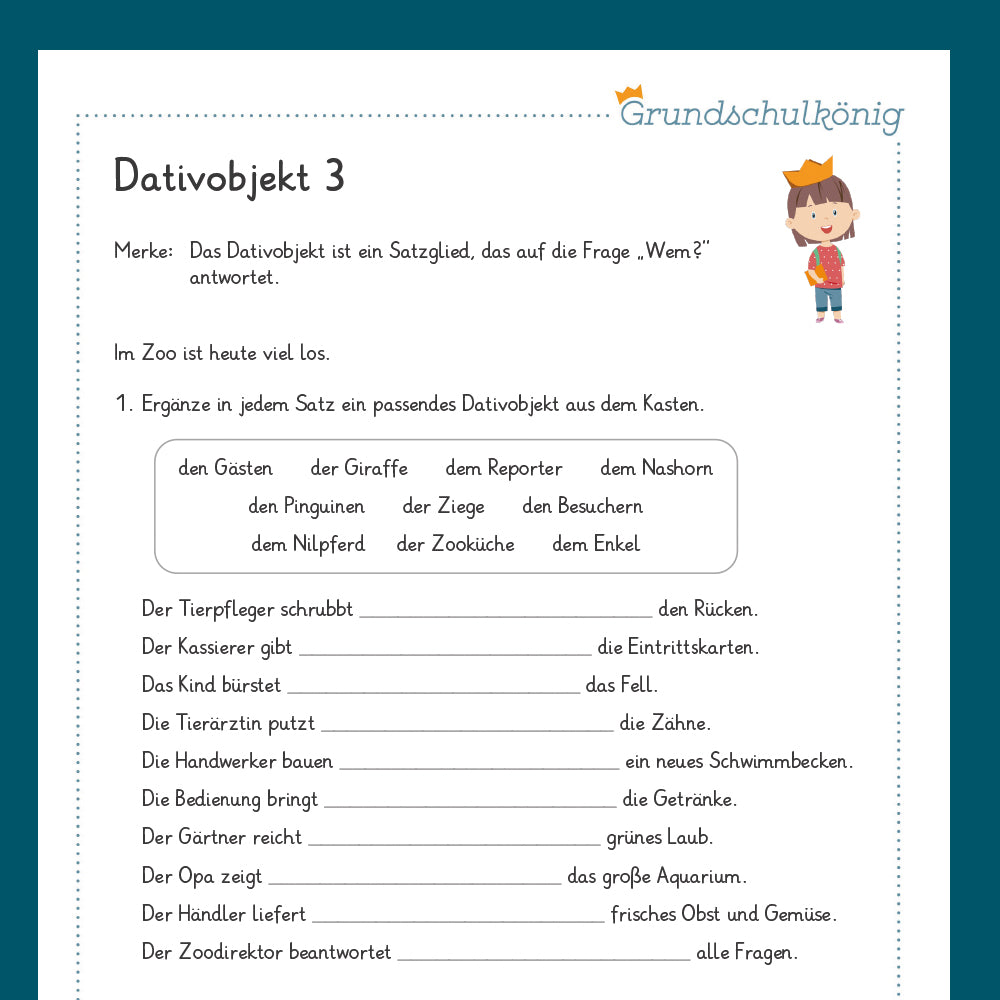 Königspaket: Dativobjekt (Deutsch, 4. Klasse) - inklusive Test ...