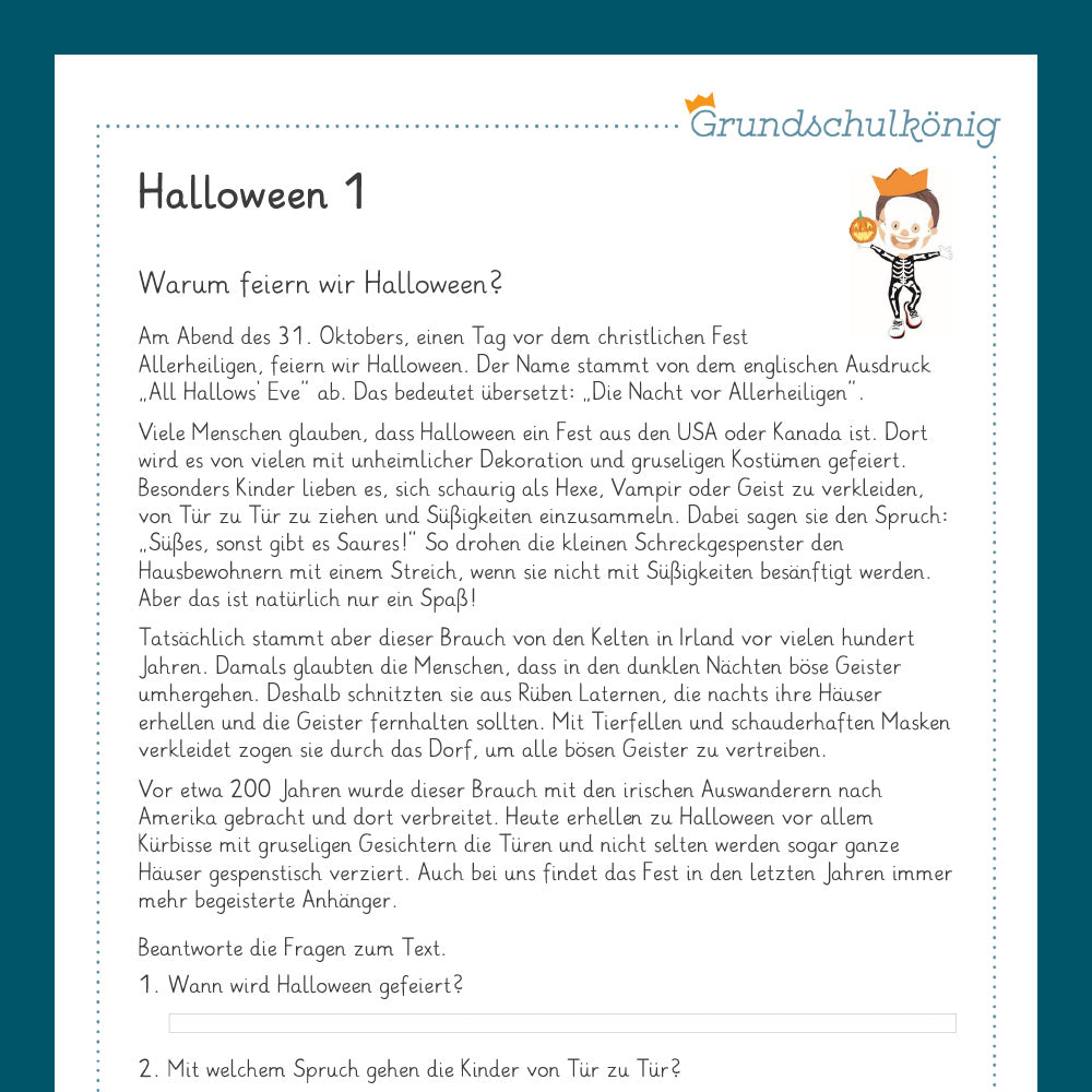 Königspaket: Halloween - Deutsch (4. Klasse)