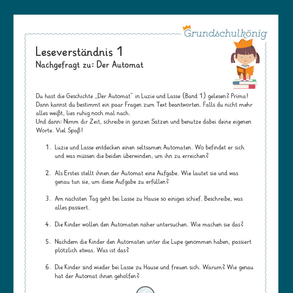 Königspaket: Leseverständnis zu "Luzie & Lasse" Bd. 1 (Deutsch, 4. Klasse)