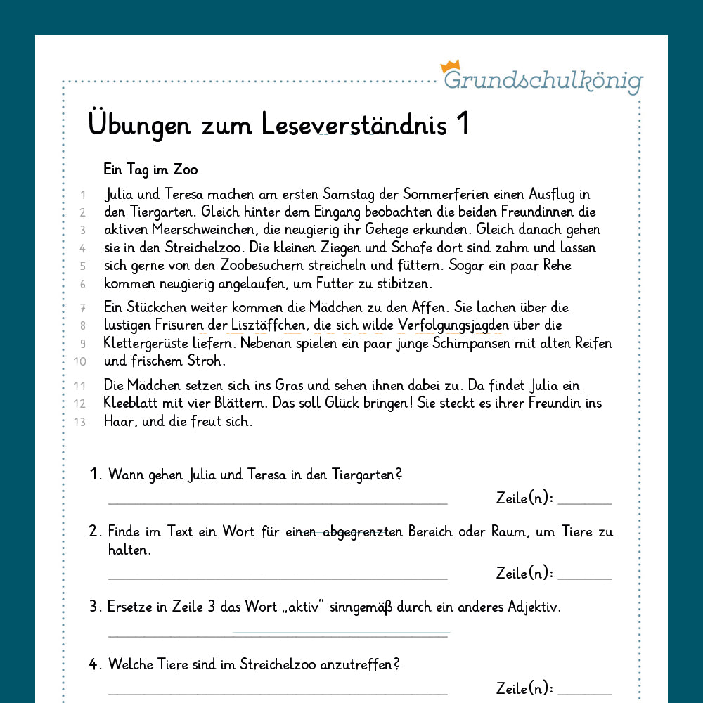 Königspaket: Leseverständnis (Deutsch, 4. Klasse)