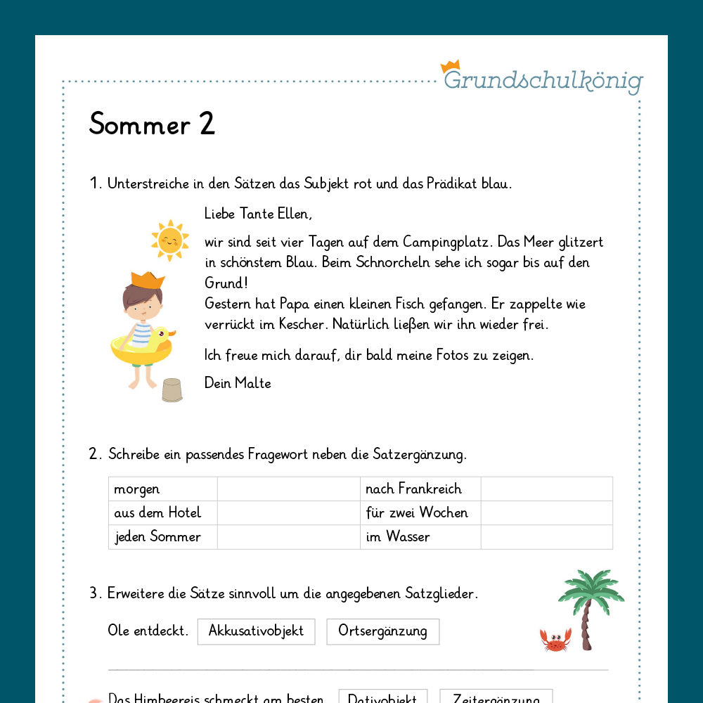 Königspaket: Sommer - Deutsch (4. Klasse)