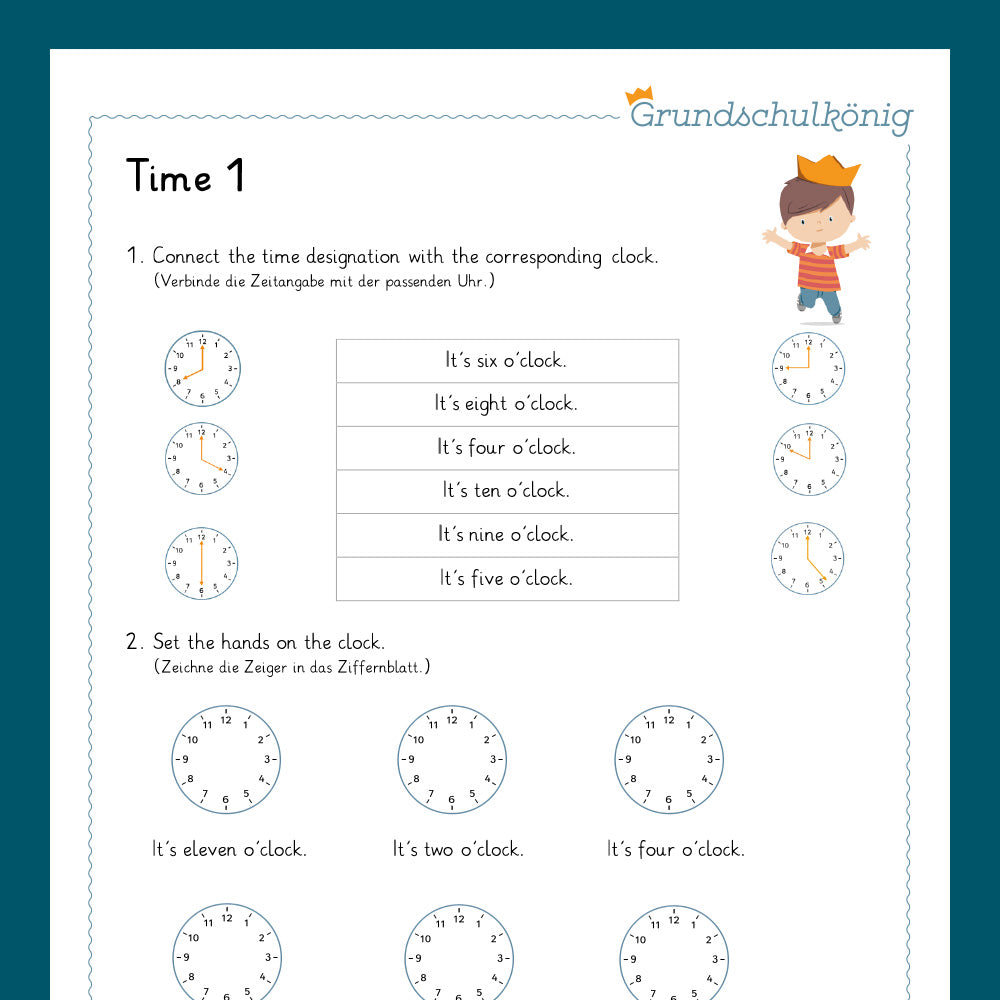 Königspaket: Time - Zeitangaben (Englisch 3. & 4. Klasse)