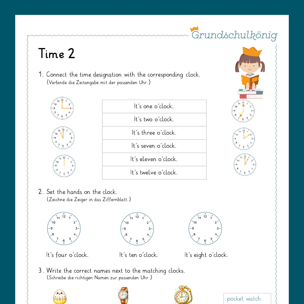 Königspaket: Time - Zeitangaben (Englisch 3. & 4. Klasse)