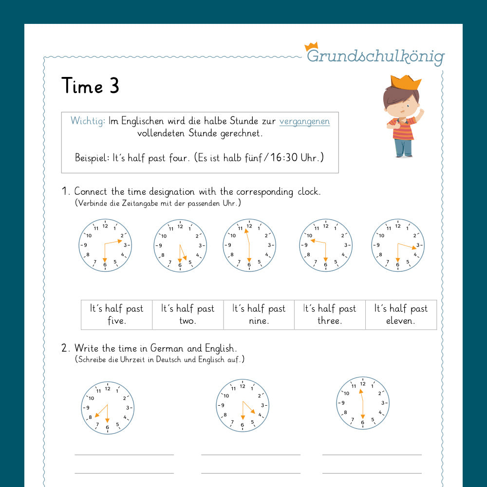 Königspaket: Time - Zeitangaben (Englisch 3. & 4. Klasse)