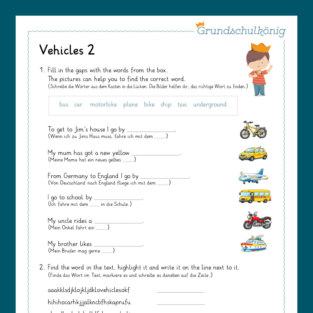 Königspaket: Vehicles - Fahrzeuge (Englisch 3. & 4. Klasse)