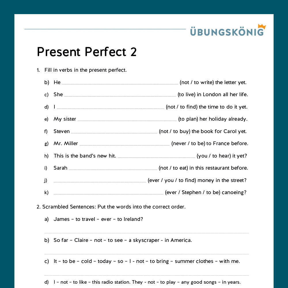 Königspaket: Present Perfect (Englisch, 6. Klasse) - inklusive Test!