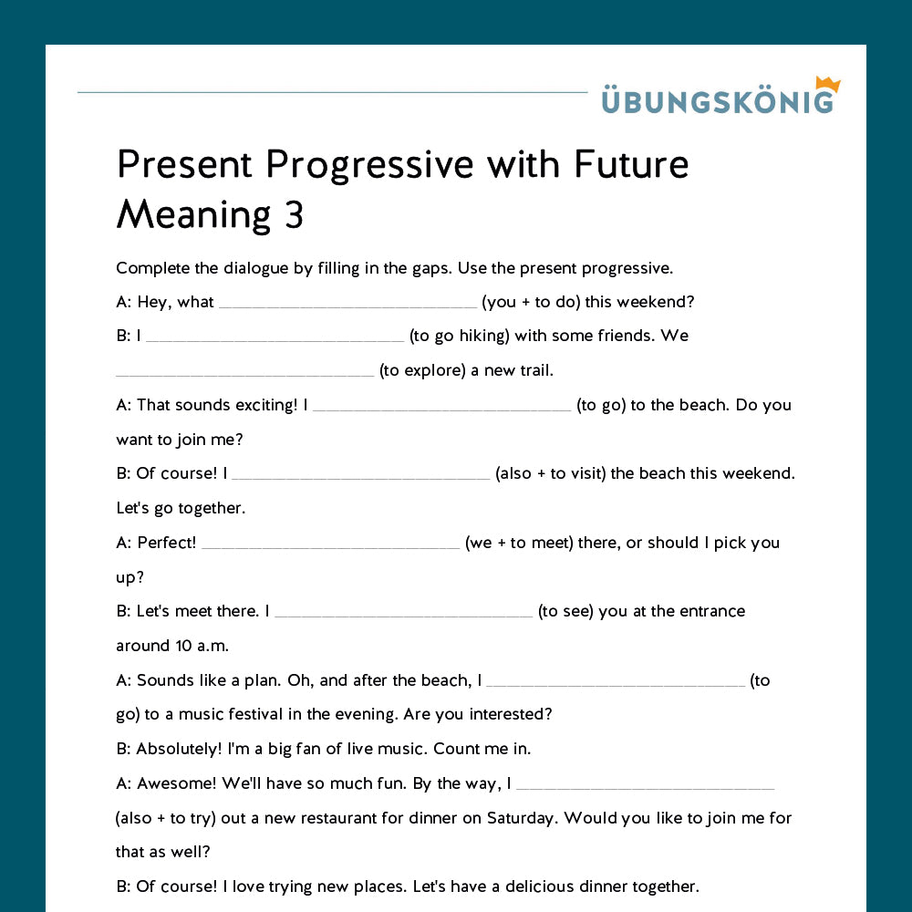 Königspaket: Present Progressive with Future Meaning (Englisch, 6. Klasse) - inklusive Test!