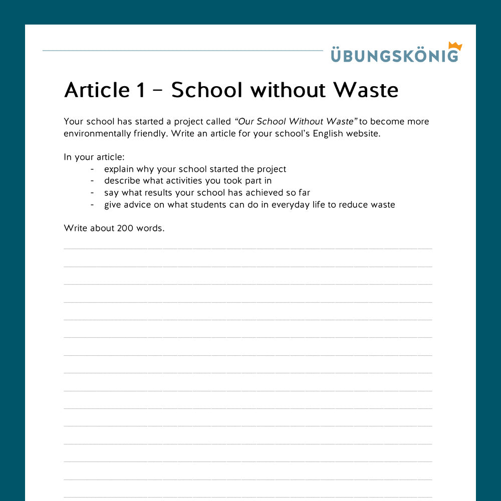 Königspaket: Guided Writing - Article (Englisch, 7. Klasse)