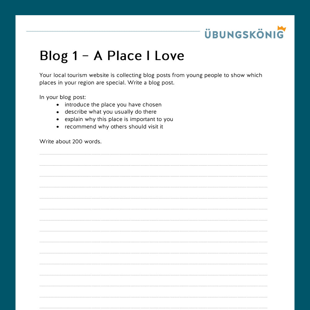 Königspaket: Guided Writing - Blog Entry (Englisch, 7. Klasse)