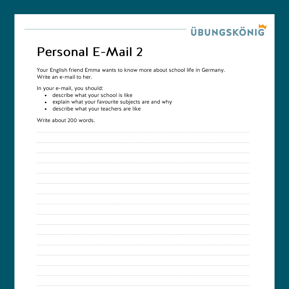 Königspaket: Guided Writing - Personal E-Mail (Englisch, 7. Klasse)