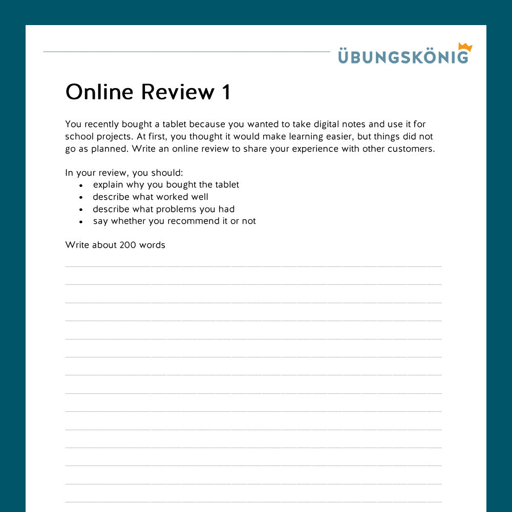Königspaket: Guided Writing - Online Review (Englisch, 7. Klasse)
