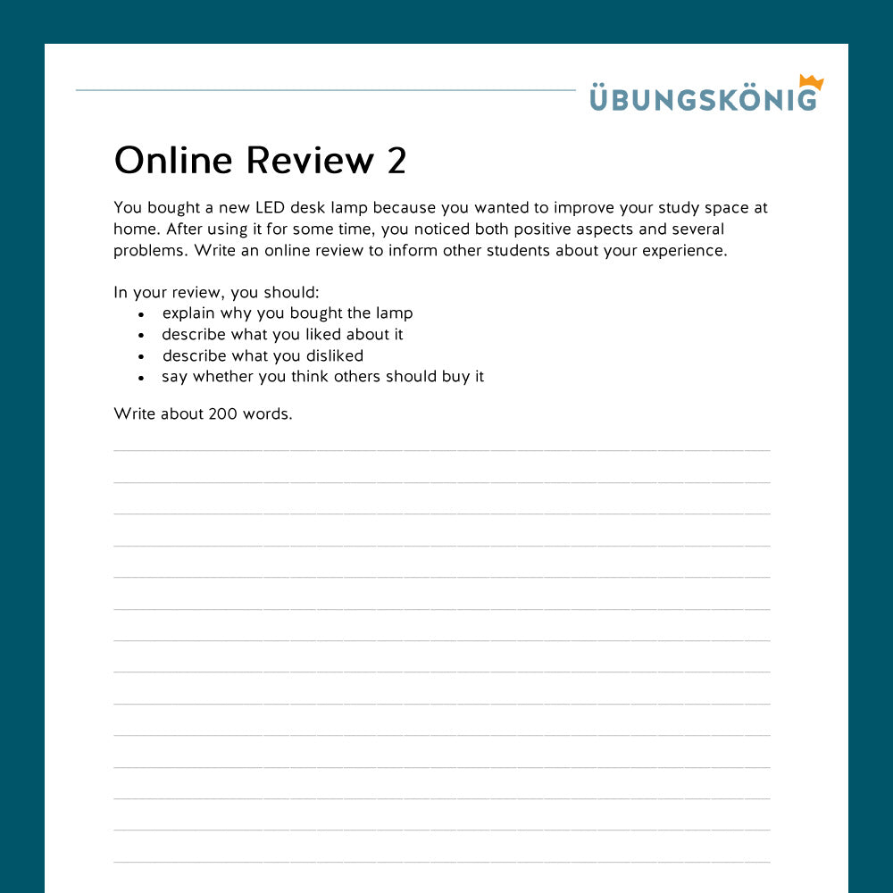 Königspaket: Guided Writing - Online Review (Englisch, 7. Klasse)
