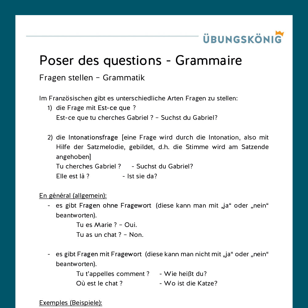 Königspaket: Questions - Fragen (Französisch, 1. Lernjahr) - inklusive Test!