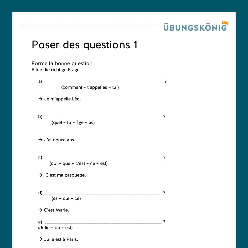 Königspaket: Questions - Fragen (Französisch, 1. Lernjahr) - inklusive Test!