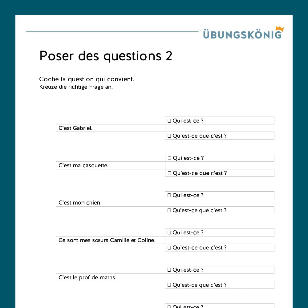 Königspaket: Questions - Fragen (Französisch, 1. Lernjahr) - inklusive Test!