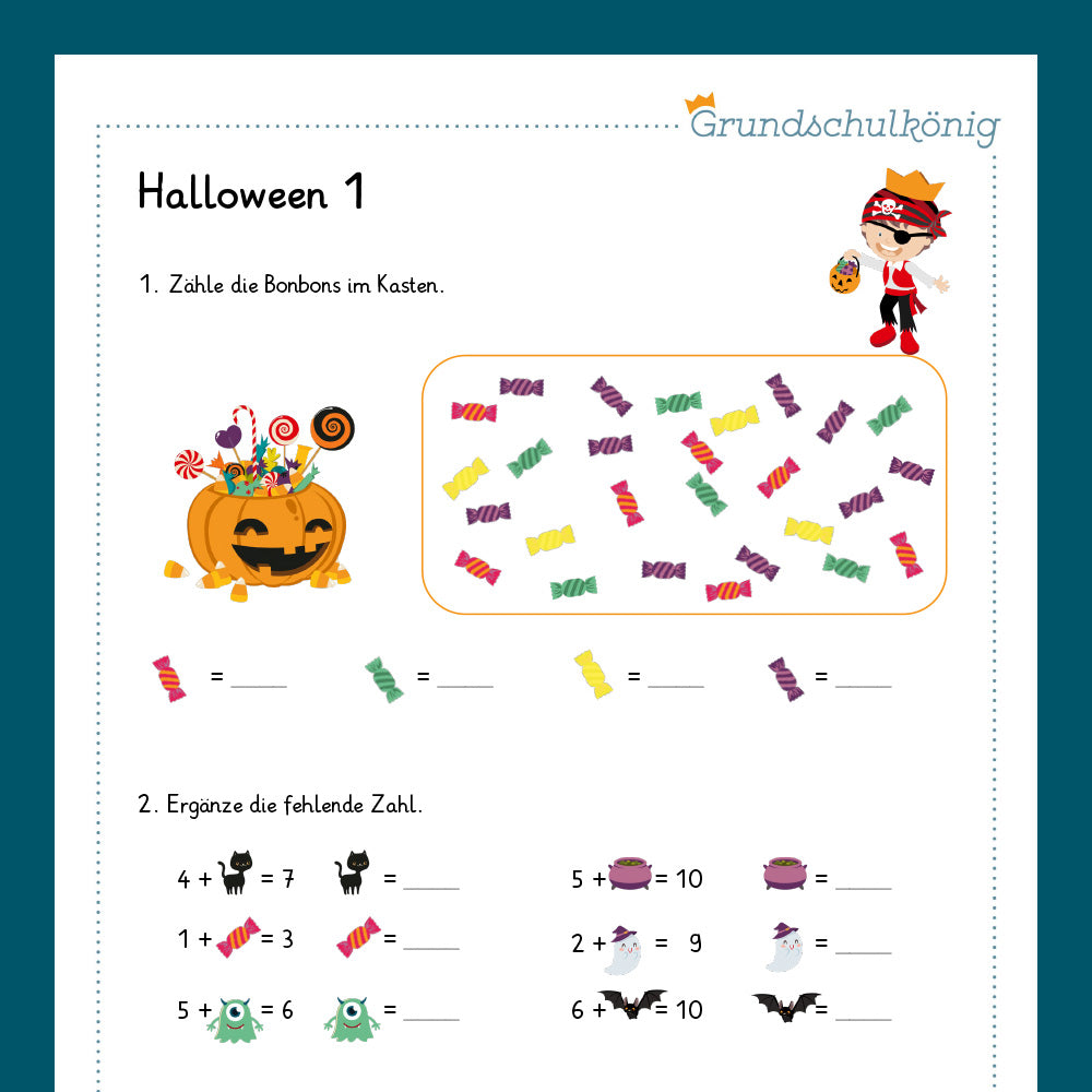 Königspaket: Halloween - Mathe (1. Klasse)