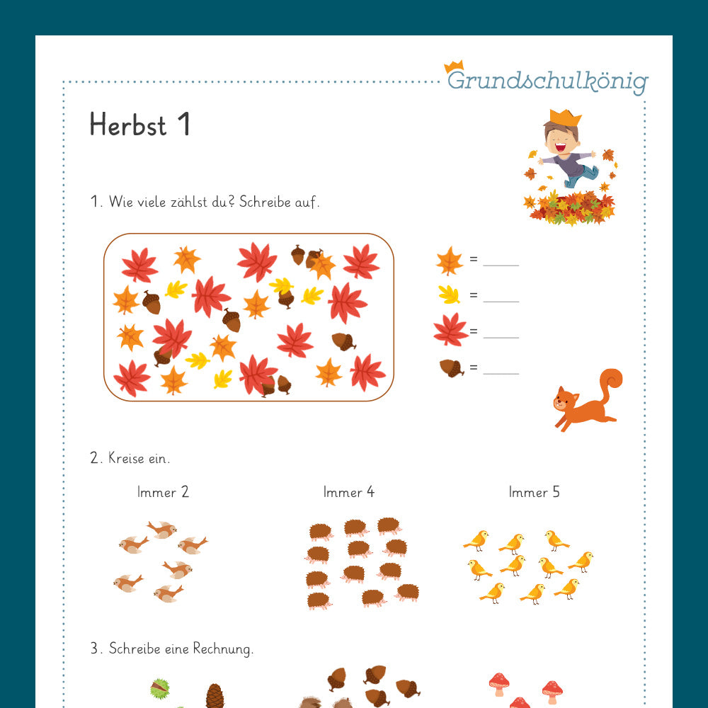 Königspaket: Herbst - Mathe (1. Klasse)