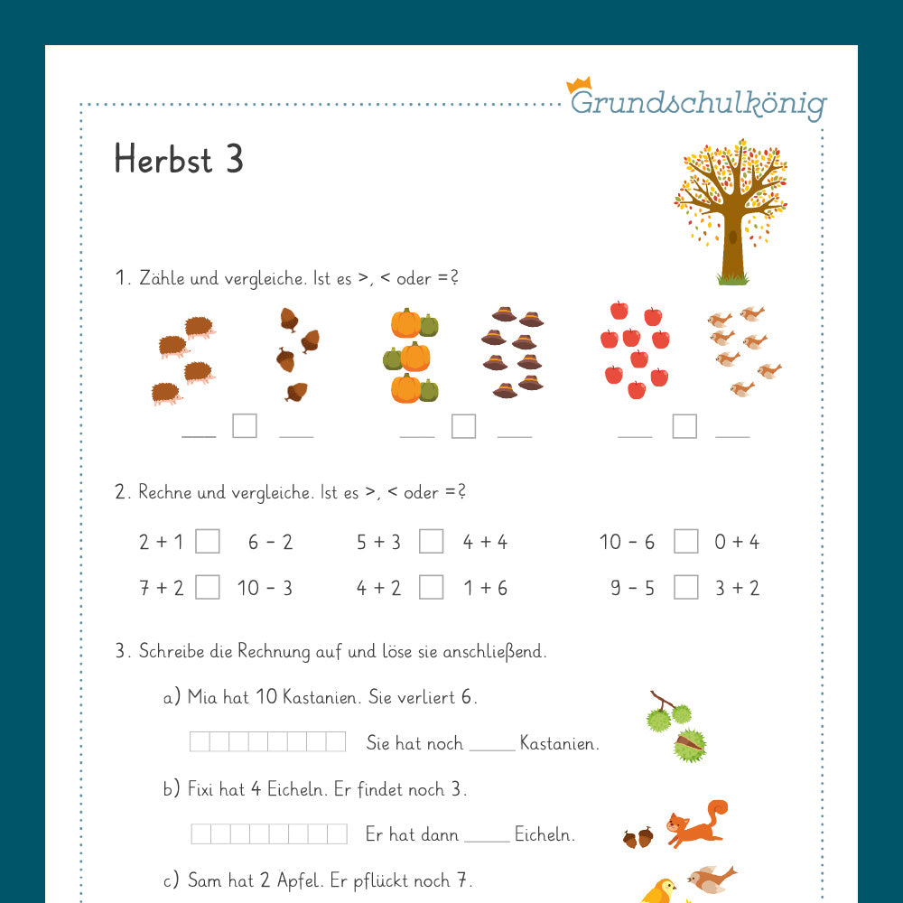 Königspaket: Herbst - Mathe (1. Klasse)