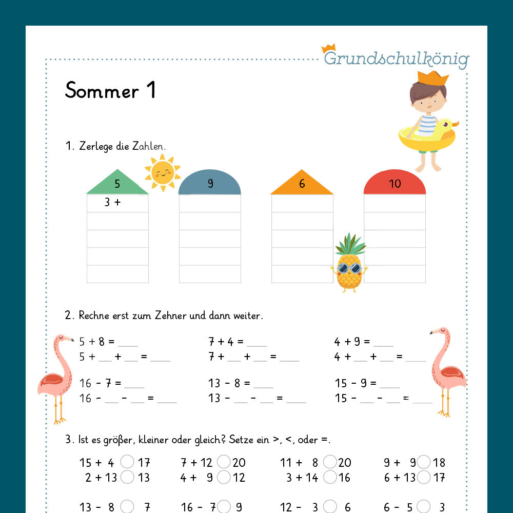 Königspaket: Sommer - Mathe (1. Klasse)