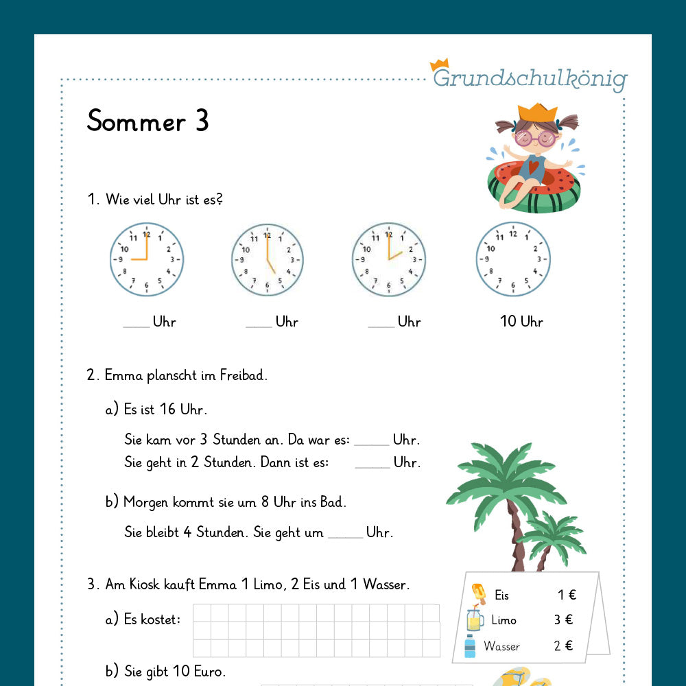 Königspaket: Sommer - Mathe (1. Klasse)