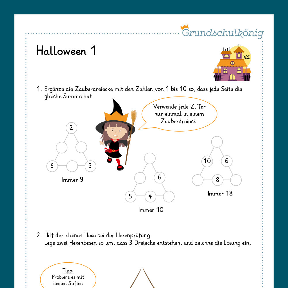 Königspaket: Halloween - Mathe (2. Klasse)