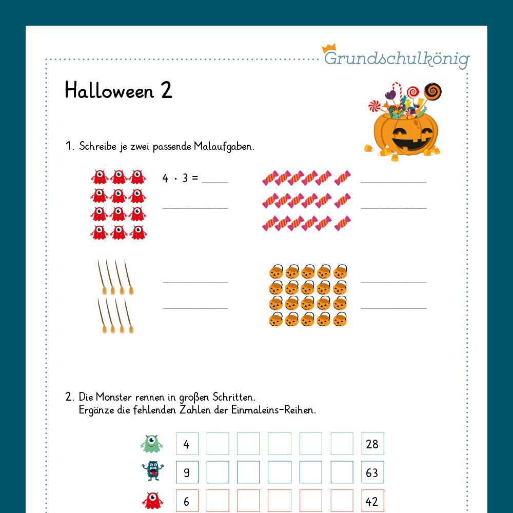 Königspaket: Halloween - Mathe (2. Klasse)