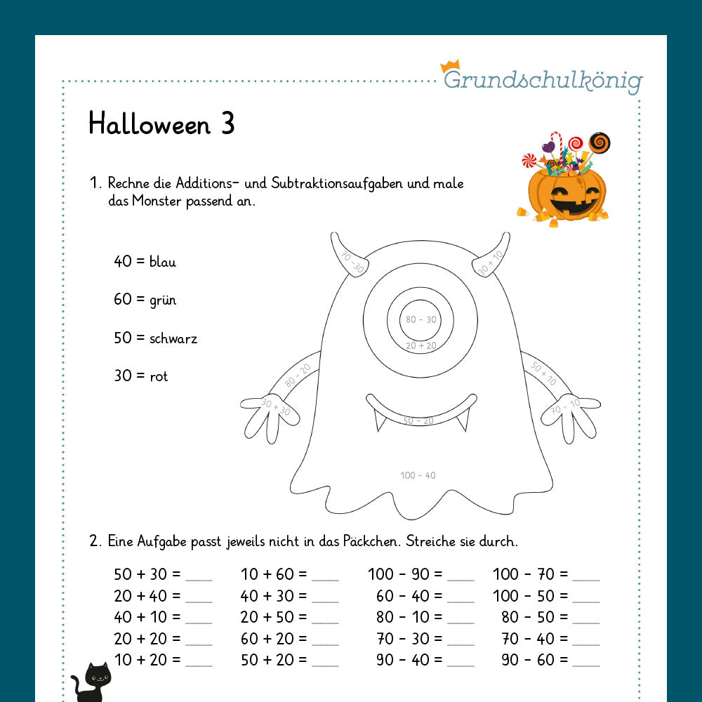 Königspaket: Halloween - Mathe (2. Klasse)