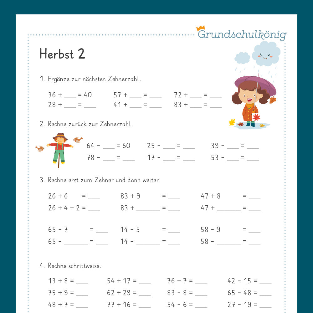 Königspaket: Herbst - Mathe (2. Klasse)