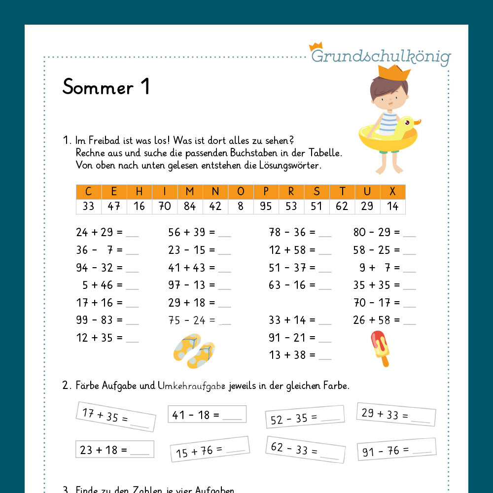 Königspaket: Sommer - Mathe (2. Klasse)