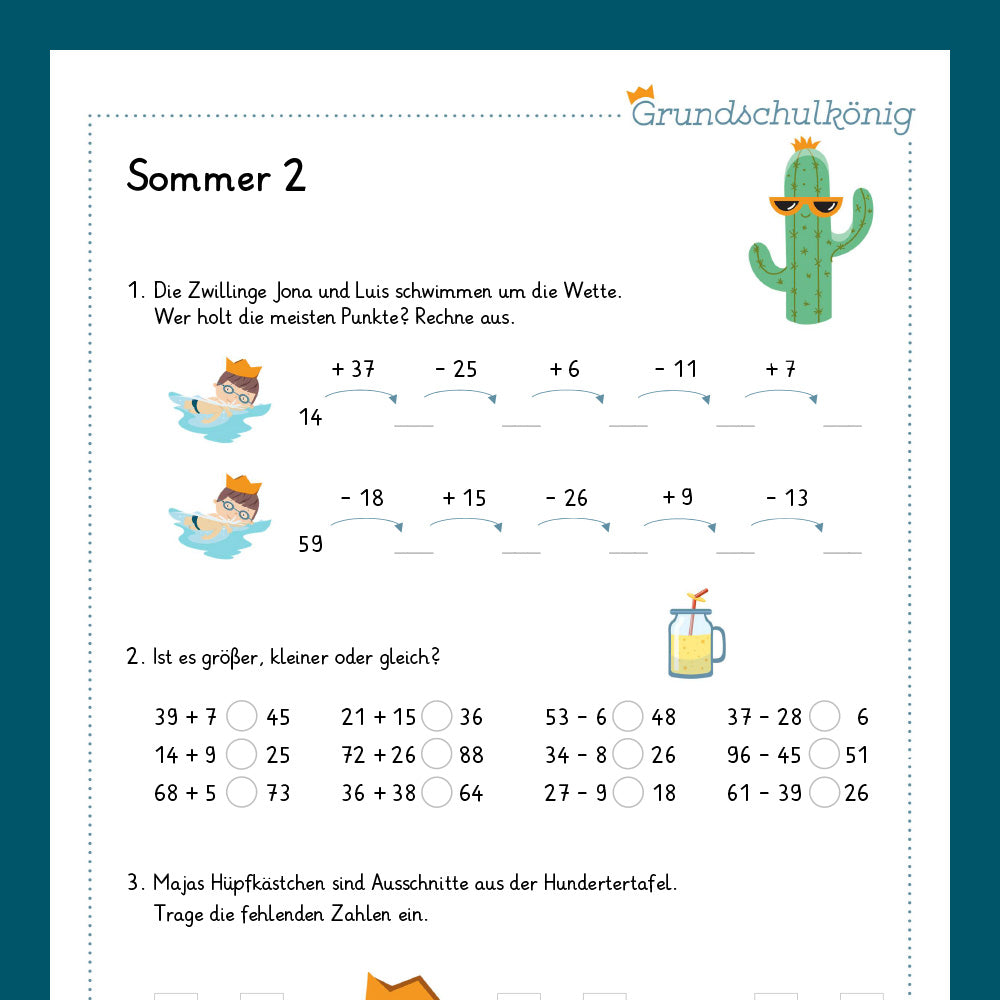 Königspaket: Sommer - Mathe (2. Klasse)