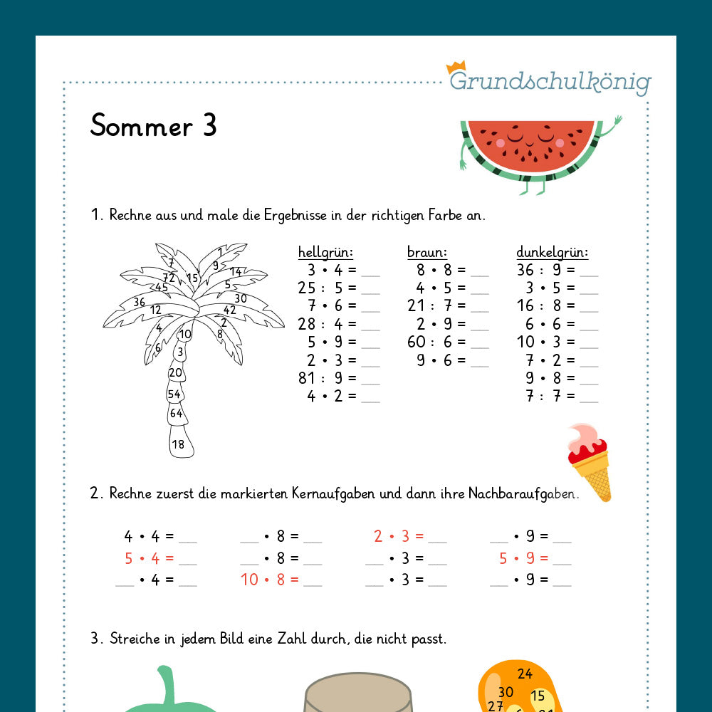 Königspaket: Sommer - Mathe (2. Klasse)