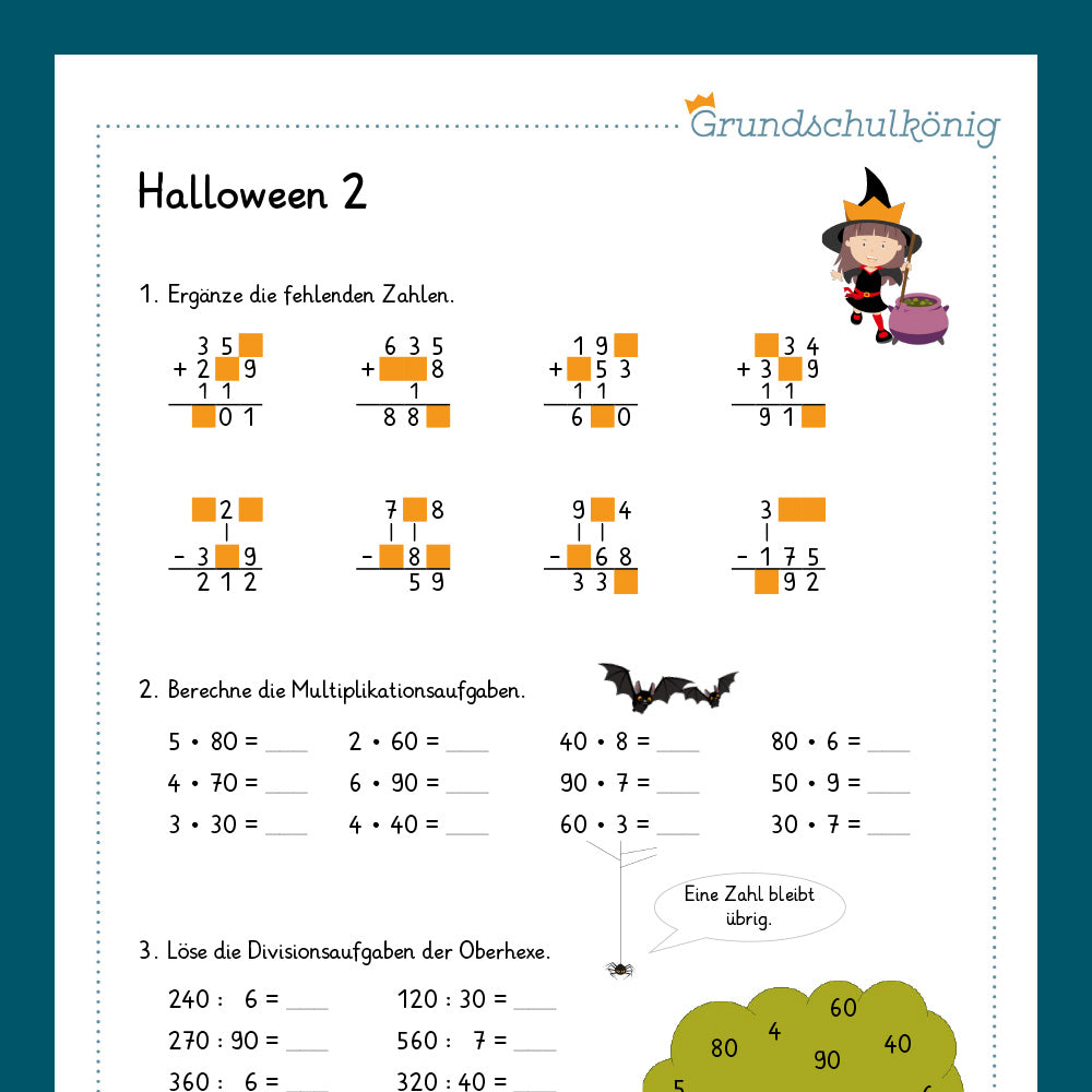 Königspaket: Halloween - Mathe (3. Klasse)