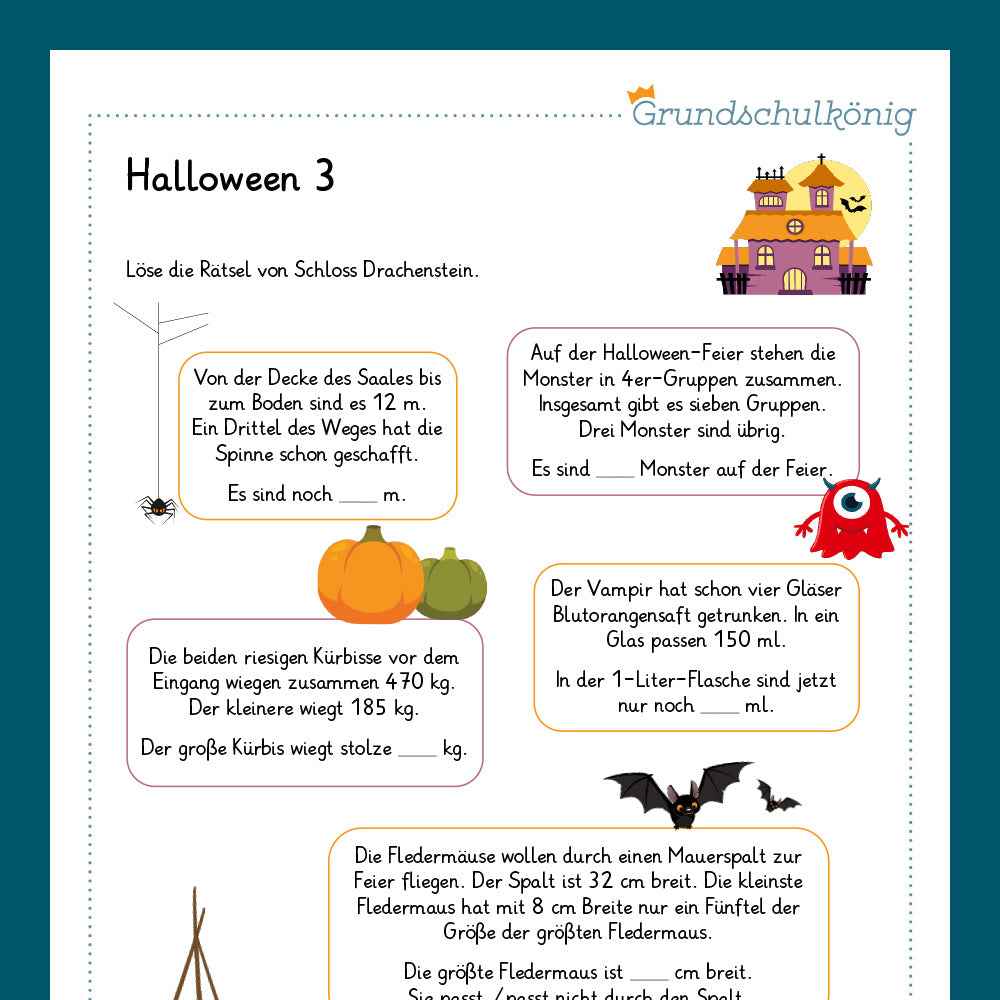 Königspaket: Halloween - Mathe (3. Klasse)