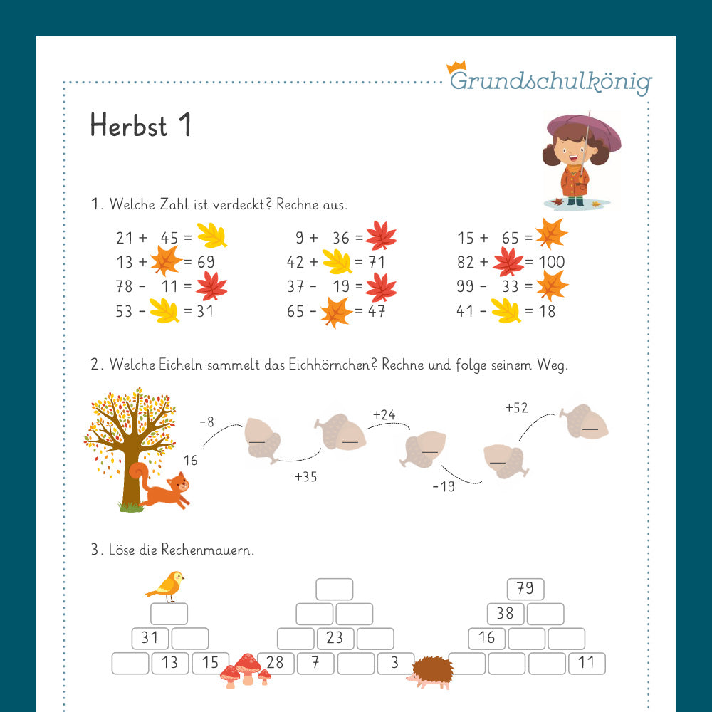 Königspaket: Herbst - Mathe (3. Klasse)