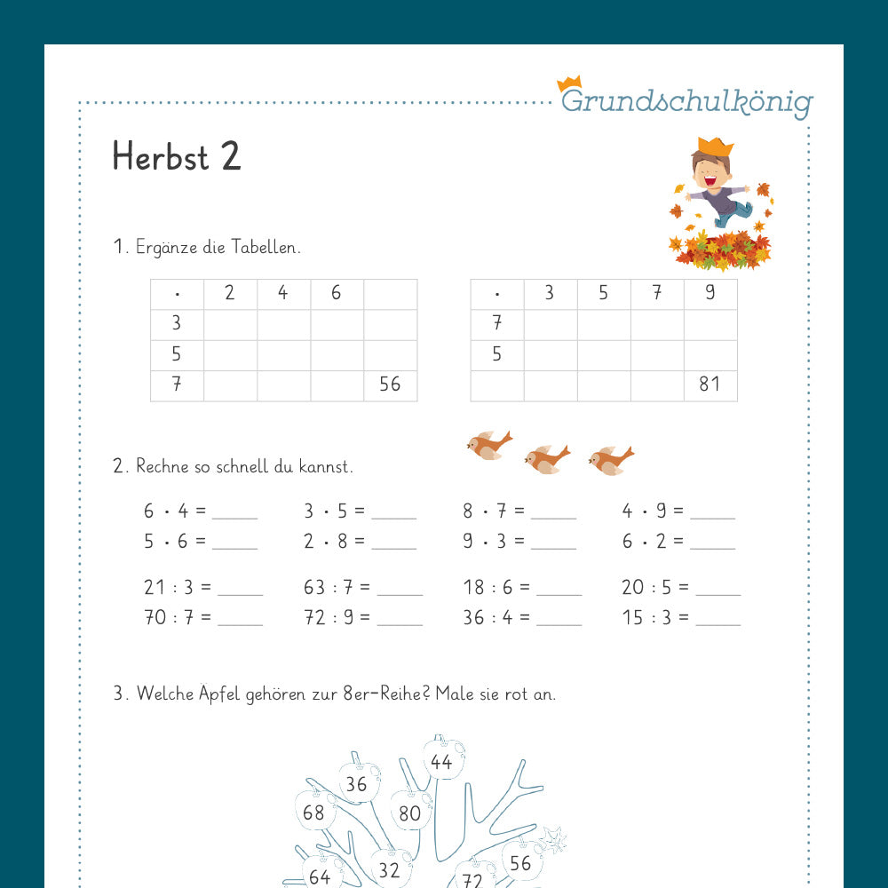 Königspaket: Herbst - Mathe (3. Klasse)