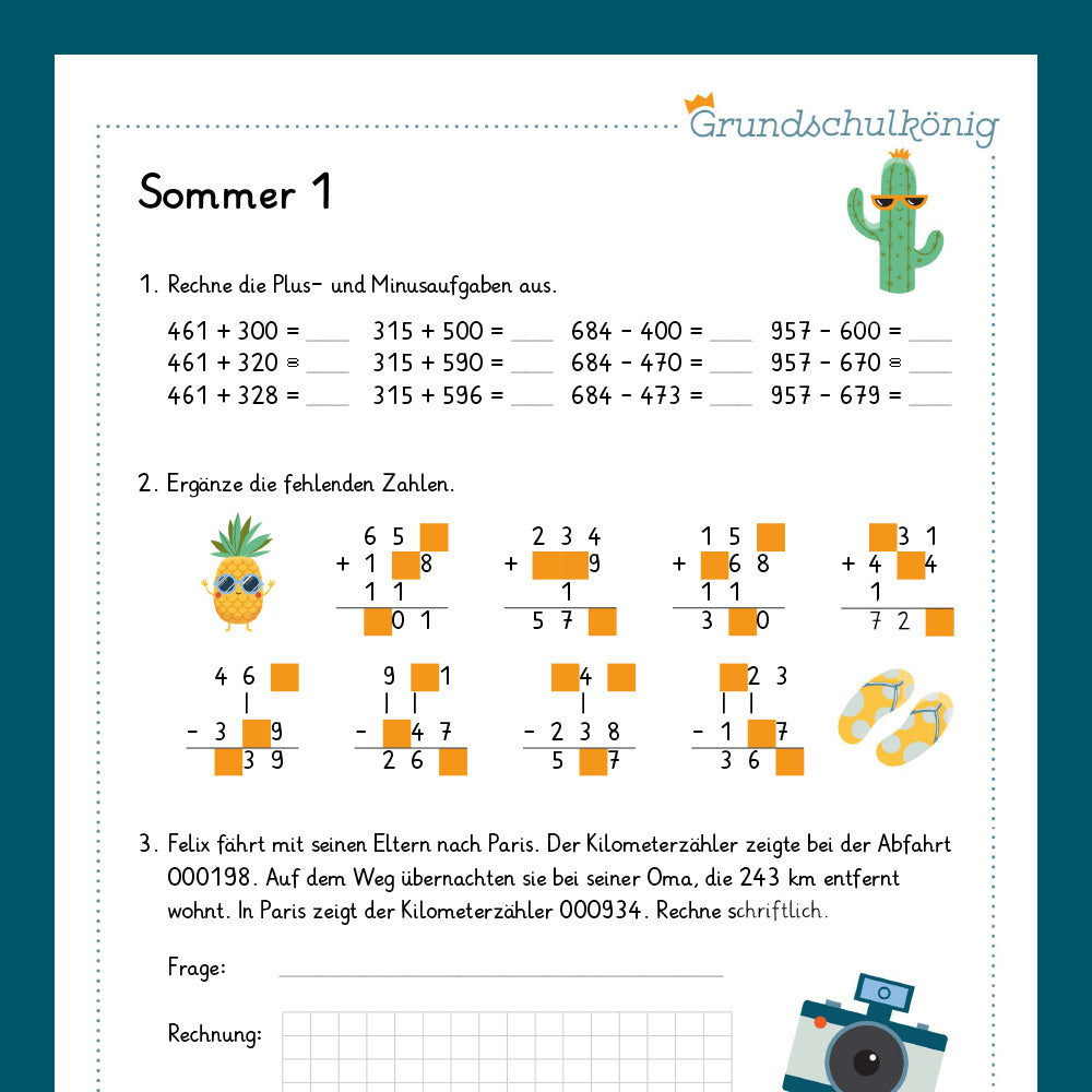 Königspaket: Sommer - Mathe (3. Klasse)