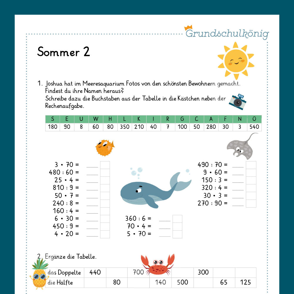 Königspaket: Sommer - Mathe (3. Klasse)
