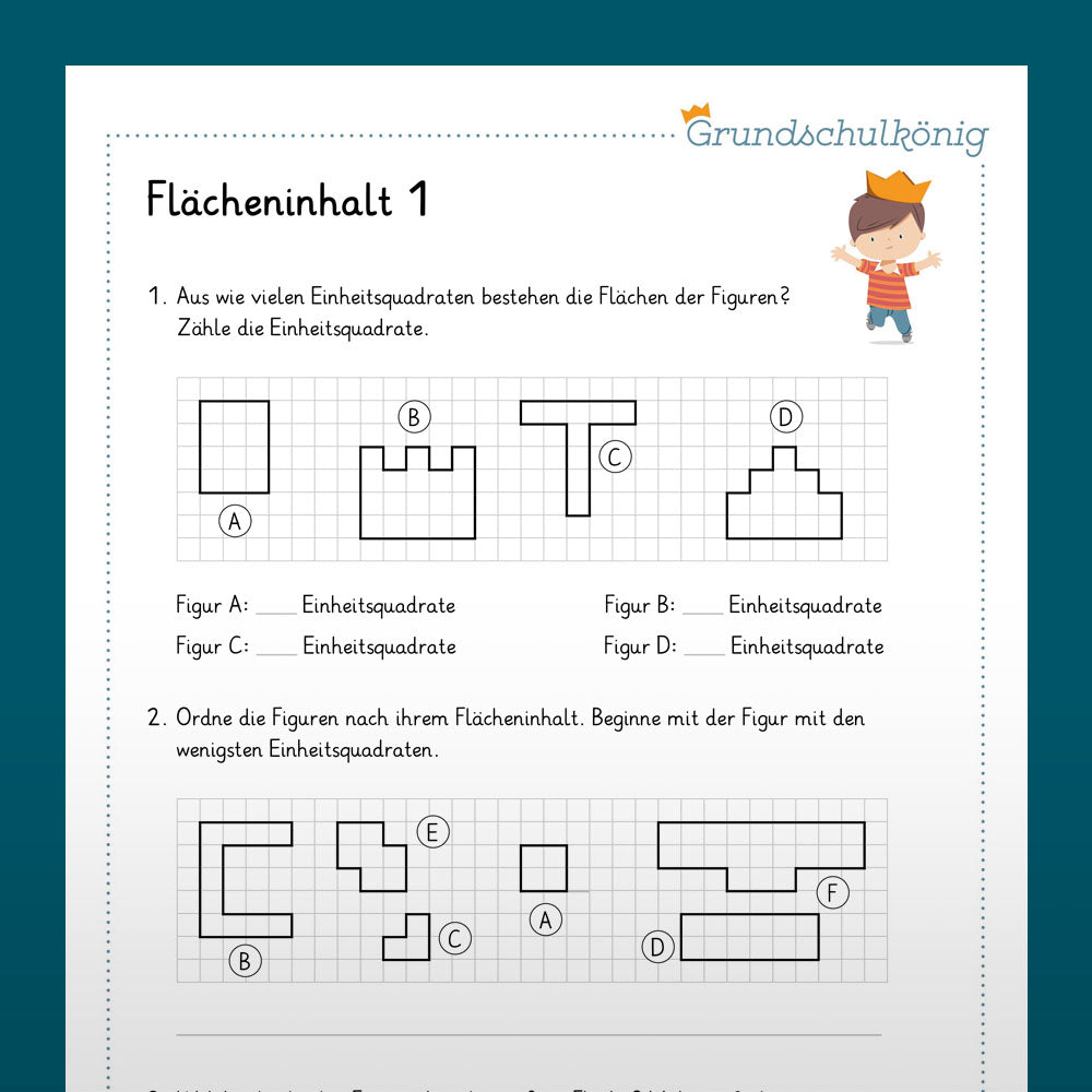 Königspaket: Umfang und Fläche (Mathe, 4. Klasse) - inklusive Test