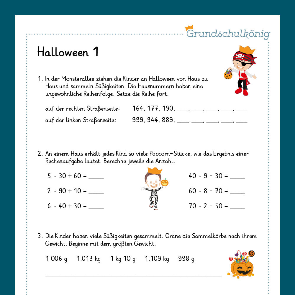 Königspaket: Halloween - Mathe (4. Klasse)