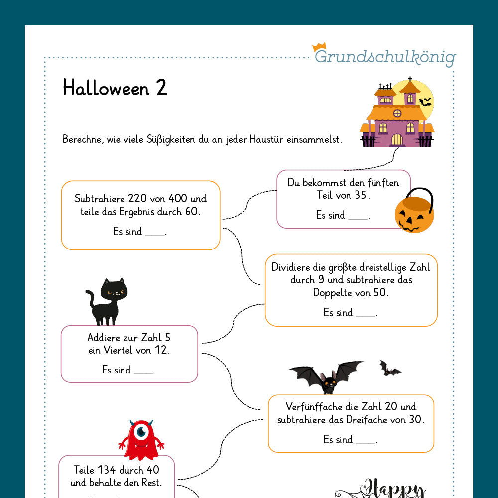 Königspaket: Halloween - Mathe (4. Klasse)