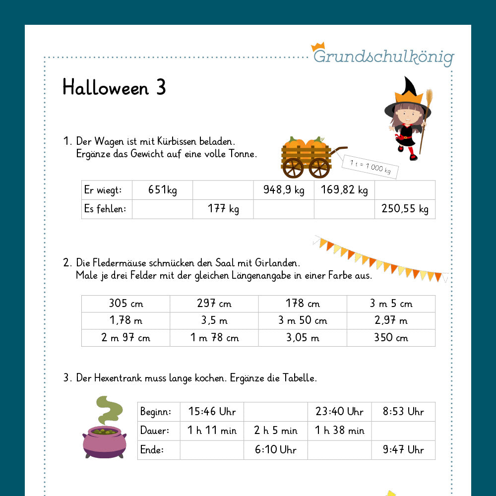Königspaket: Halloween - Mathe (4. Klasse)