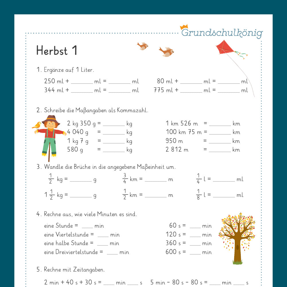 Königspaket: Herbst - Mathe (4. Klasse)