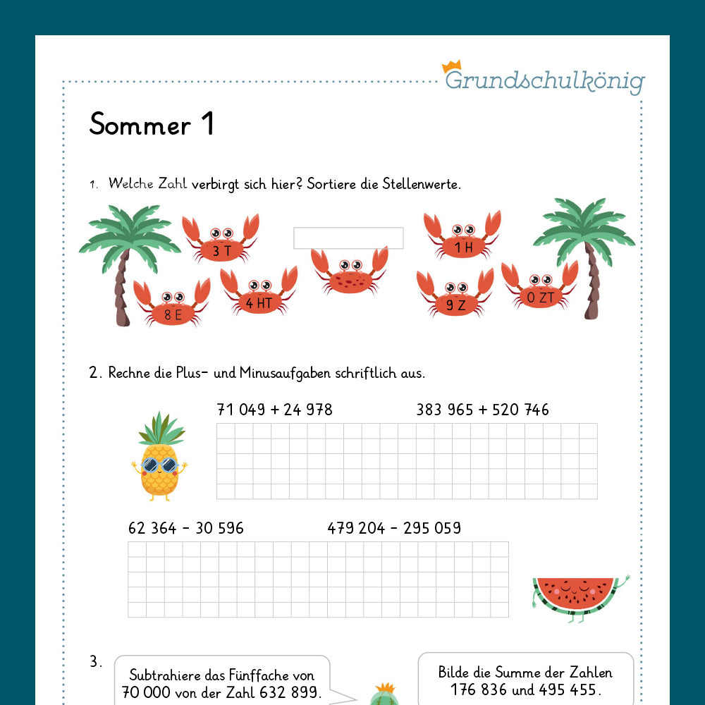 Königspaket: Sommer - Mathe (4. Klasse)