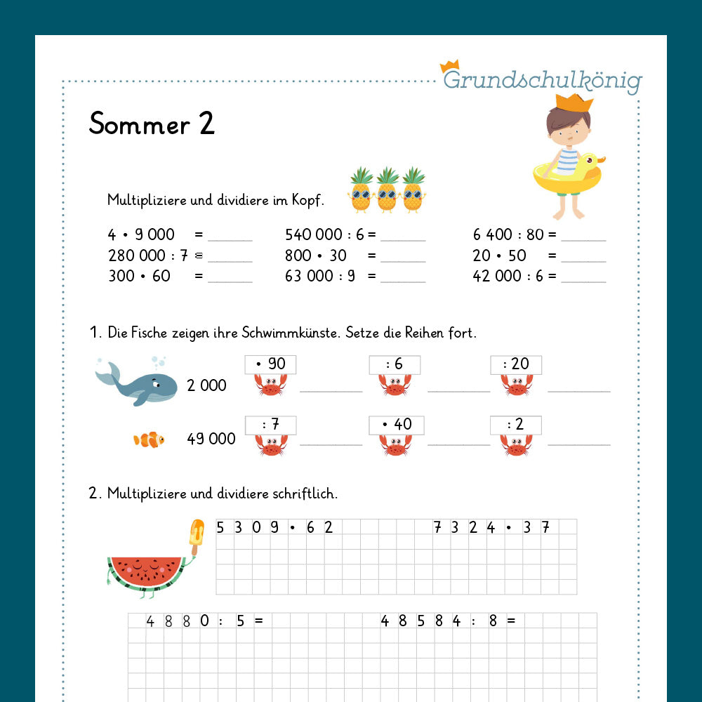 Königspaket: Sommer - Mathe (4. Klasse)