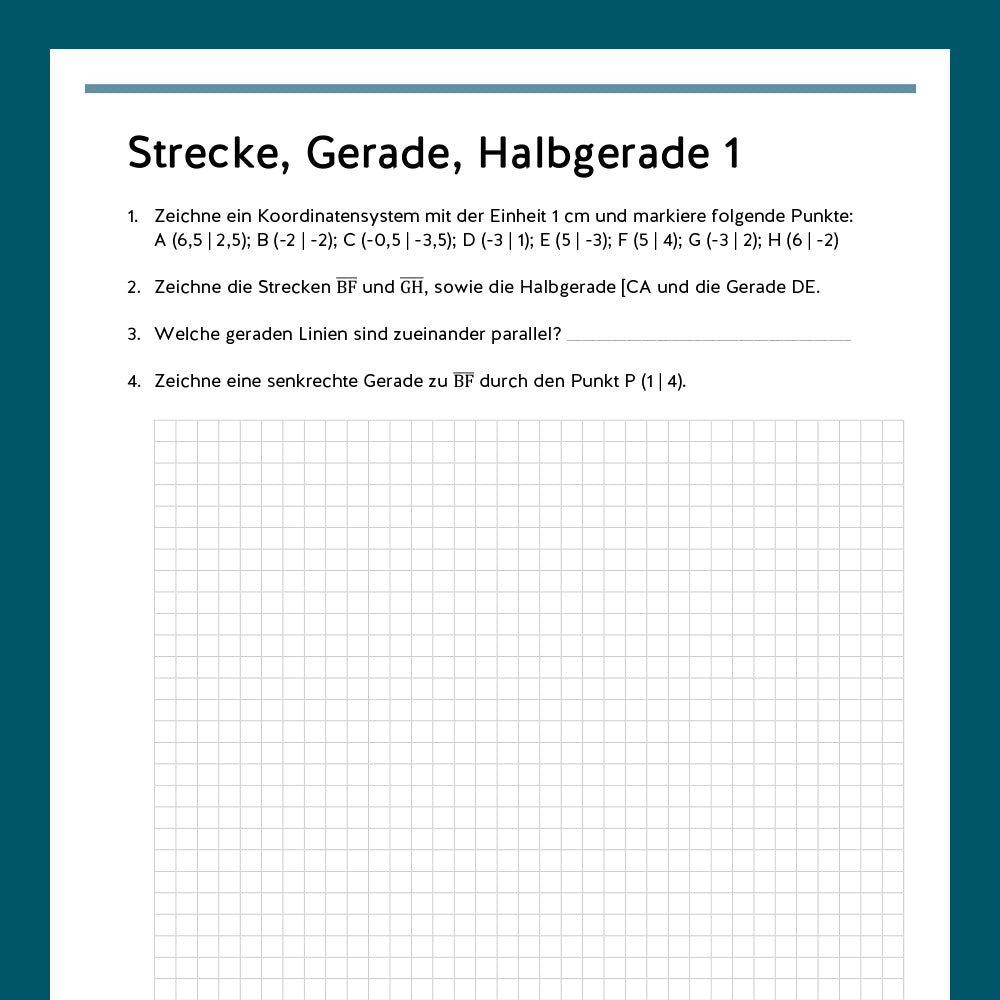 Königspaket: Strecken und Geraden (Mathe, 5. Klasse) - inklusive Test!