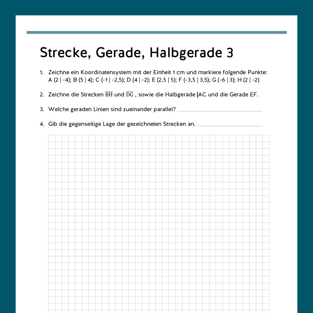 Königspaket: Strecken und Geraden (Mathe, 5. Klasse) - inklusive Test!