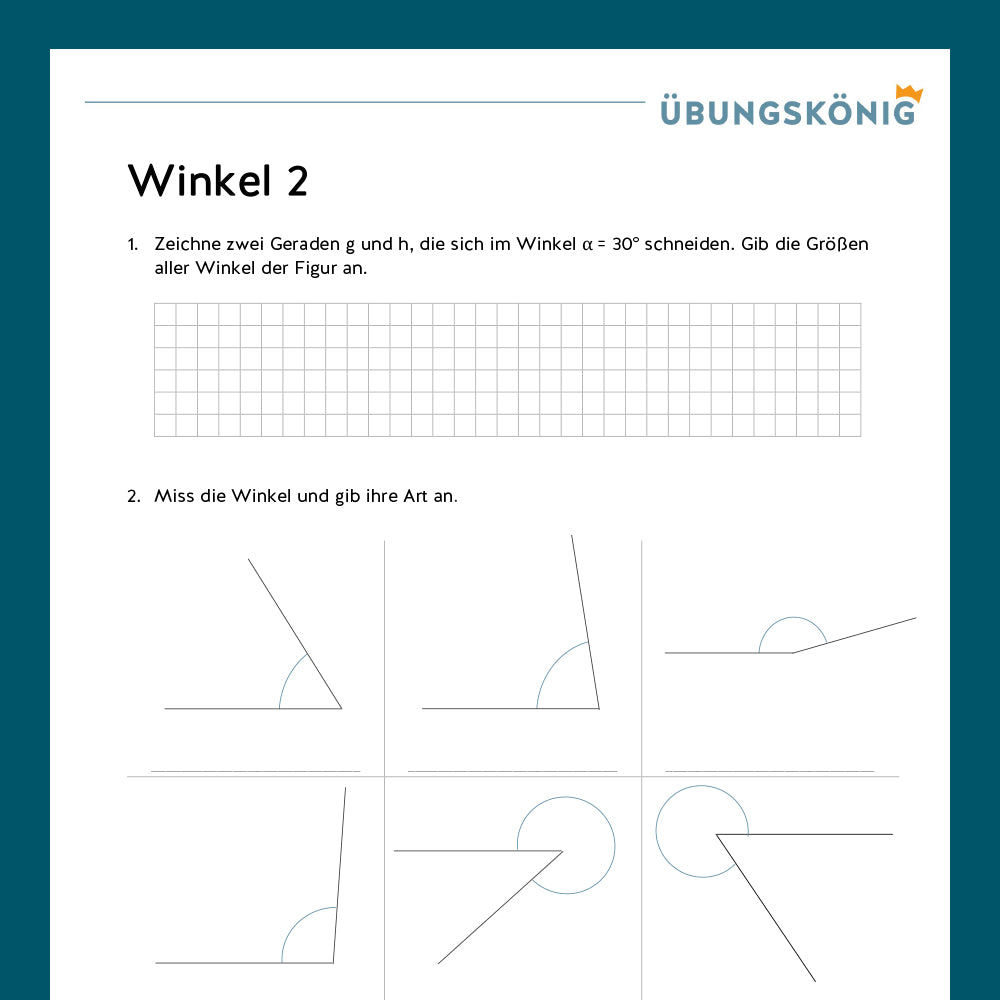 Königspaket: Winkel messen (Mathe, 5. Klasse) - inklusive Test!