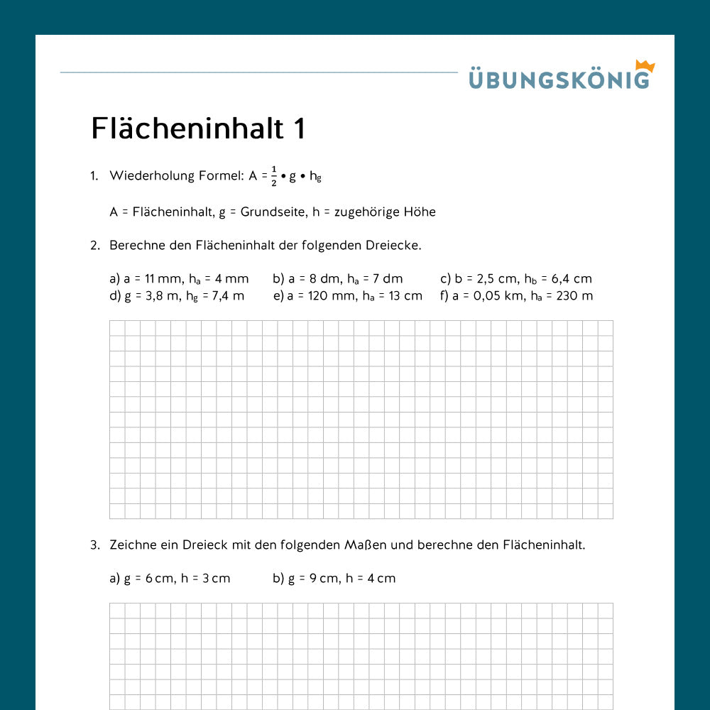 Königspaket: Flächeninhalt - inklusive Test (Mathe, 6. Klasse)