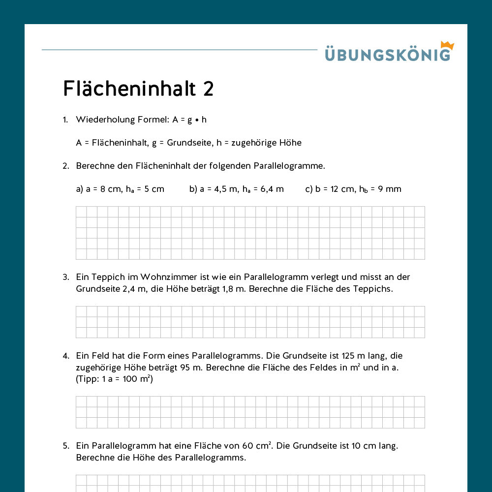 Königspaket: Flächeninhalt - inklusive Test (Mathe, 6. Klasse)