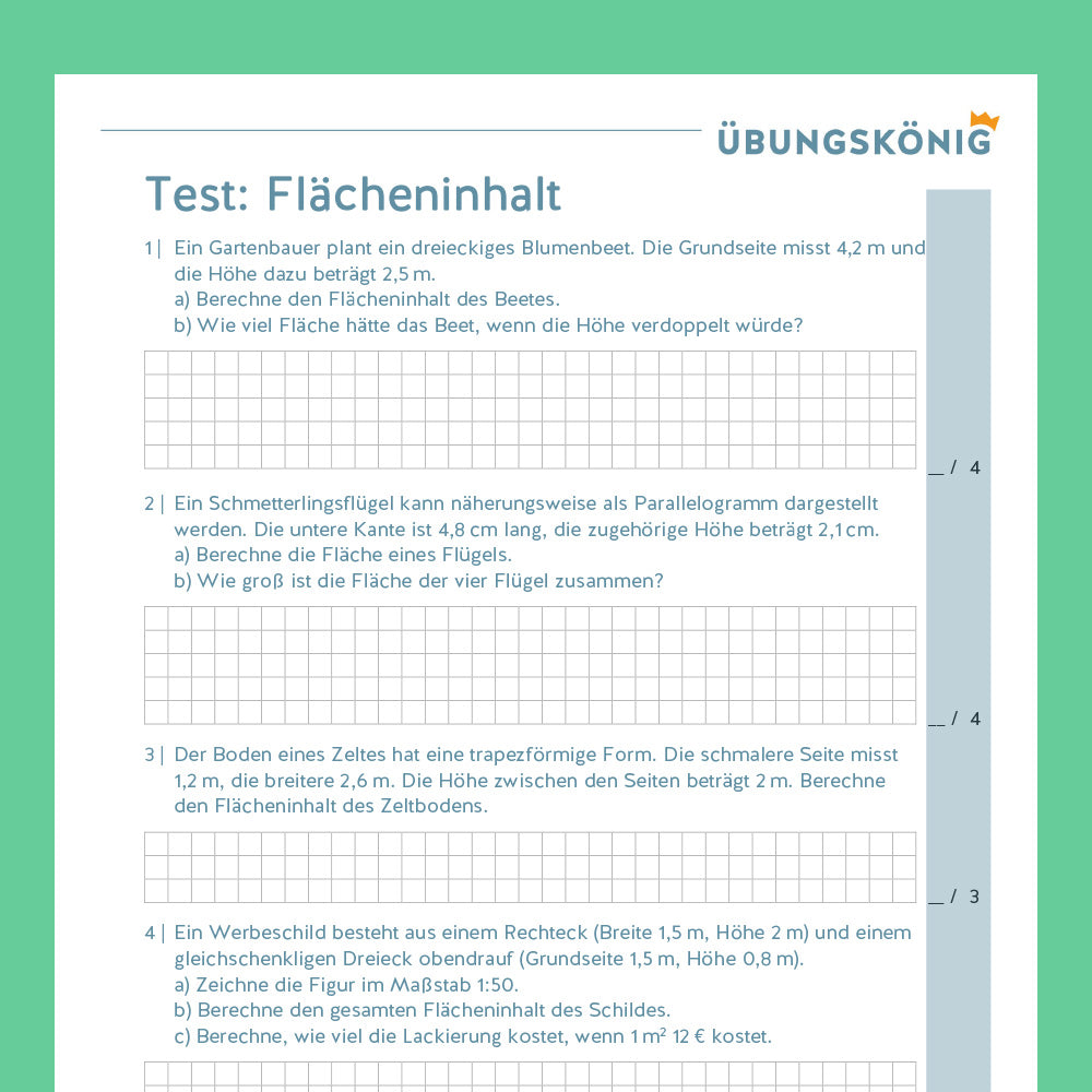 Königspaket: Flächeninhalt - inklusive Test (Mathe, 6. Klasse)